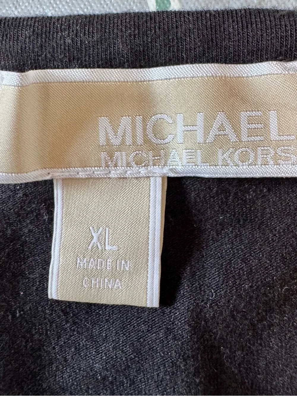 Michael Kors Black Short Sleeve Tee with Rhinestone MK Emblem